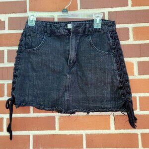 Forever 21 Black Denim Mini Skirt with side detail - Size 26